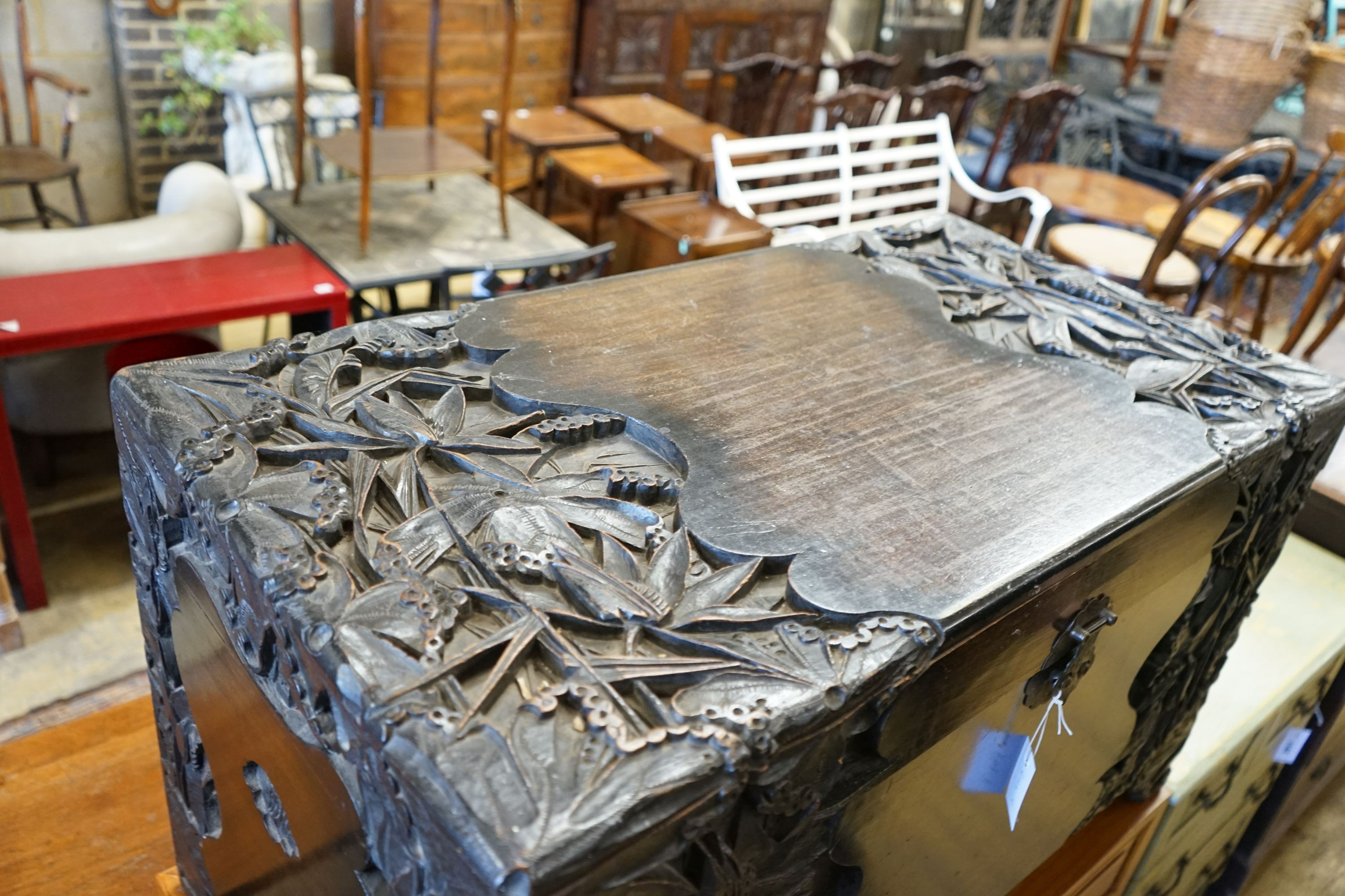 A Chinese camphorwood trunk, width 100cm, depth 52cm, height 57cm